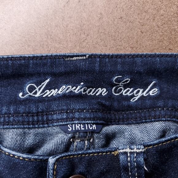 American Eagle Slim Boot Jeans Women 2 Dark Blue Y2K Sustainable Retro Cowgirl - Picture 10 of 12